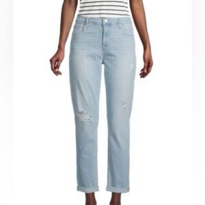 Hudson Jeans Natalie Mid-Rise Light Wash Boyfriend Distressed Crop Denim Size 27